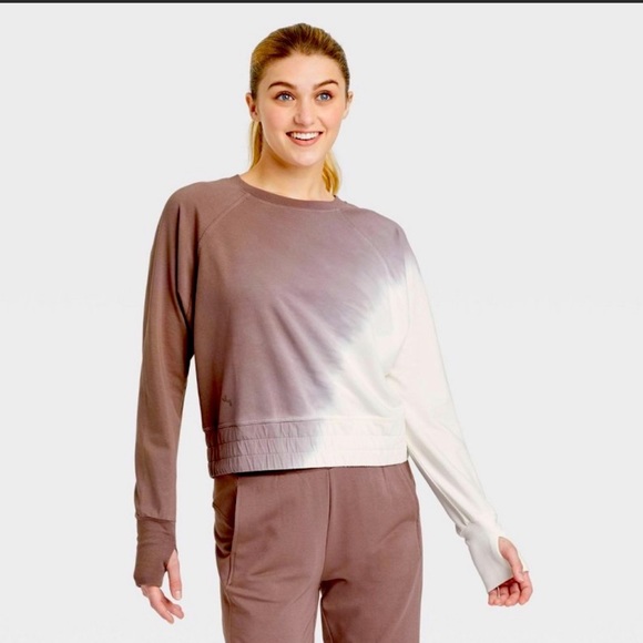 Joylab cropped ombré sweatshirt new xl brown white - Picture 1 of 7